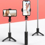 Wholesale Mini Easy to Carry 3 in 1 Aluminum Wireless Bluetooth Extendable Selfie Stick with Tripod Stand (Black)